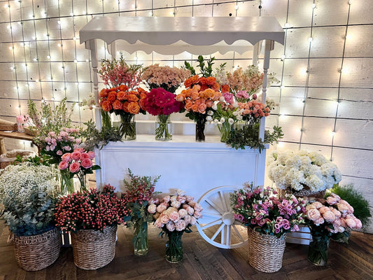 Coral, Orange & Pink Bridal Shower Bouquet Bar at Terrain in Glen Mills, PA