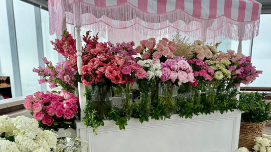 Flower Cart at the Four Seasons in Philadelphia for a Pink Parisian Bridal Shower