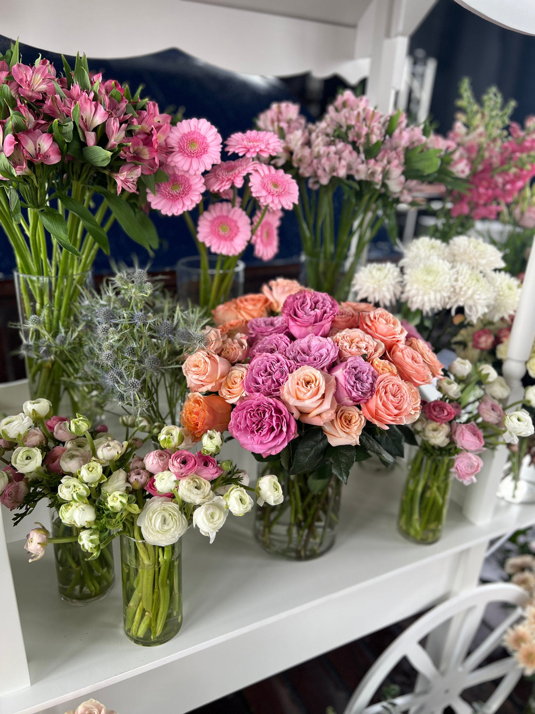 Spring Flower Cart for a Bridal Shower on the Moshulu in Philadelphia