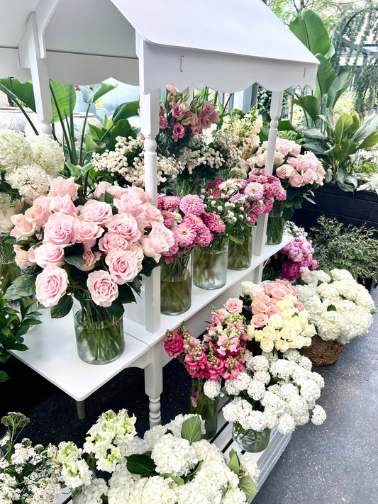 Pink & White Bouquet Bar for a Bridal Shower at Terrain in Devon, PA