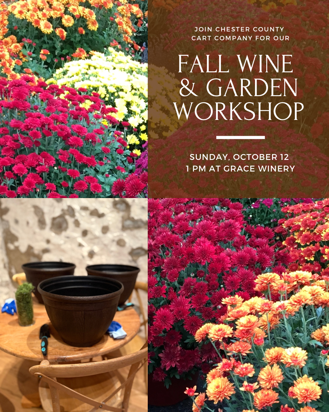 10/12 Fall Planter Workshop at Grace Winery in Glen Mills, PA at 1 pm