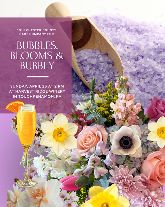 4/26 Bubbles, Blooms & Bubbly - Spring Flower Workshop & Bath Salts Bar at Harvest Ridge Winery in Toughkenamon at 2 pm