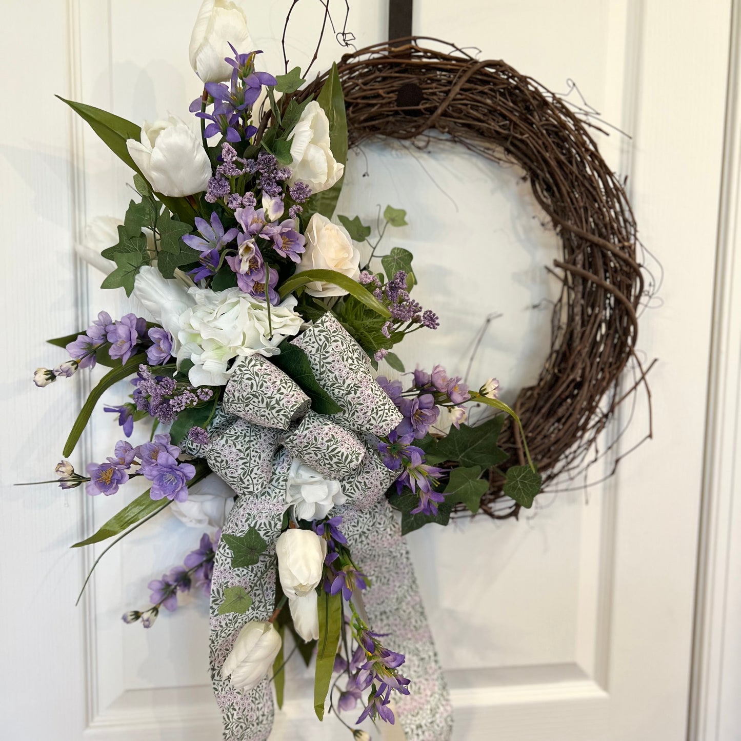 Lavender & White Wreath (Free Local Delivery)