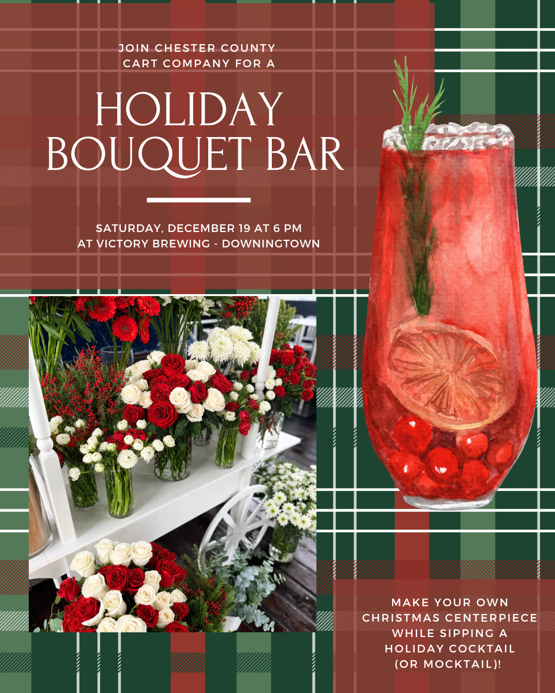 12/19 Holiday Bouquet Bar at Victory Brewing in Downingtown at 6 pm