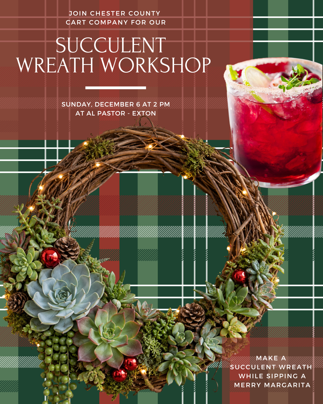 12/6 Wreath Decorating Workshop at Al Pastor - Exton, PA at 2 pm