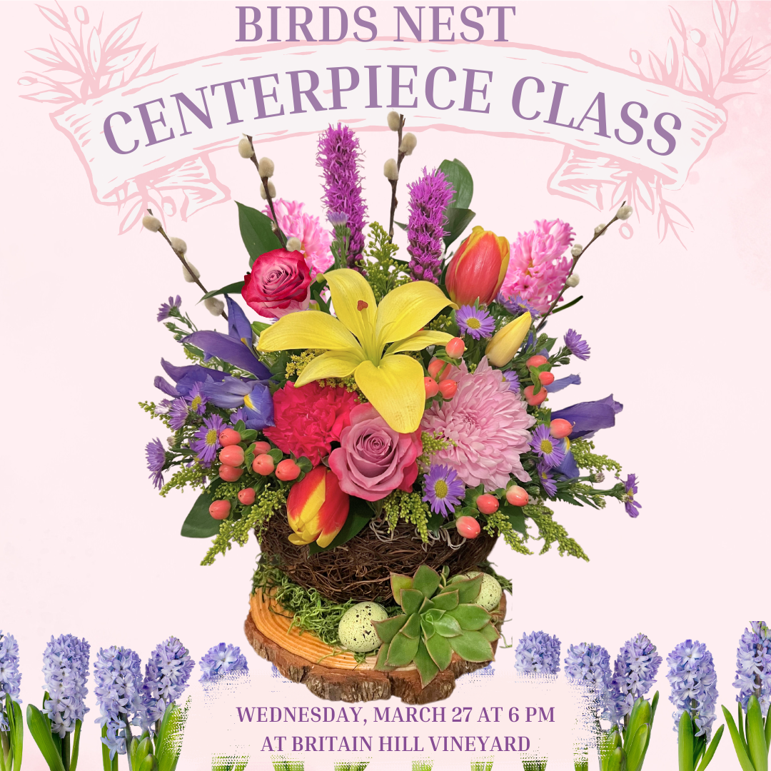 3/27 Birds Nest Easter Centerpiece Class at Britain Hill Vineyard at 6pm