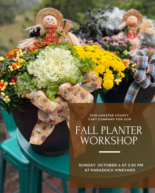 10/4 Fall Planter Workshop at Paradocx Vineyard in Landenberg, PA at 2:30 pm