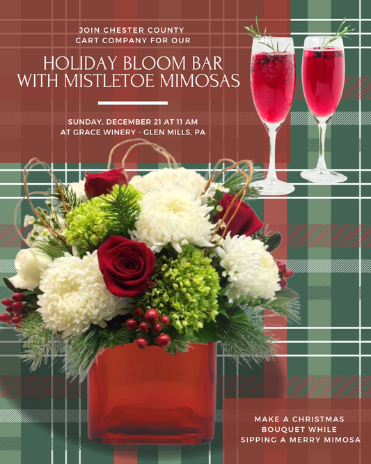 12/21 Holiday Bouquet Bar at Grace Winery in Glen Mills, PA at 11 am (with Mistletoe Mimosas)