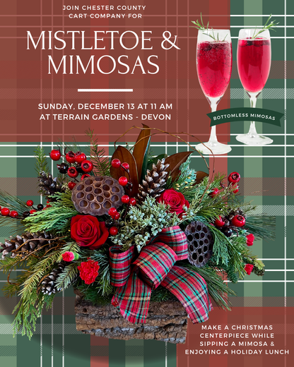 12/13 Mistletoe & Mimosas - Christmas Centerpiece Workshop at Terrain in Devon at 11 am