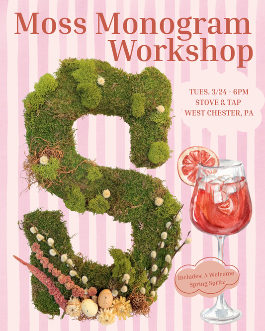 3/24 Moss Monogram Workshop at Stove & Tap in West Chester, PA at 6 pm